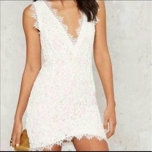 Nasty Gal (A.Peach) white lace cocktail dress.